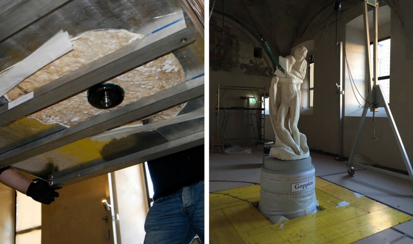 Anchoring of the Pietà Rondanini to the seismic basement