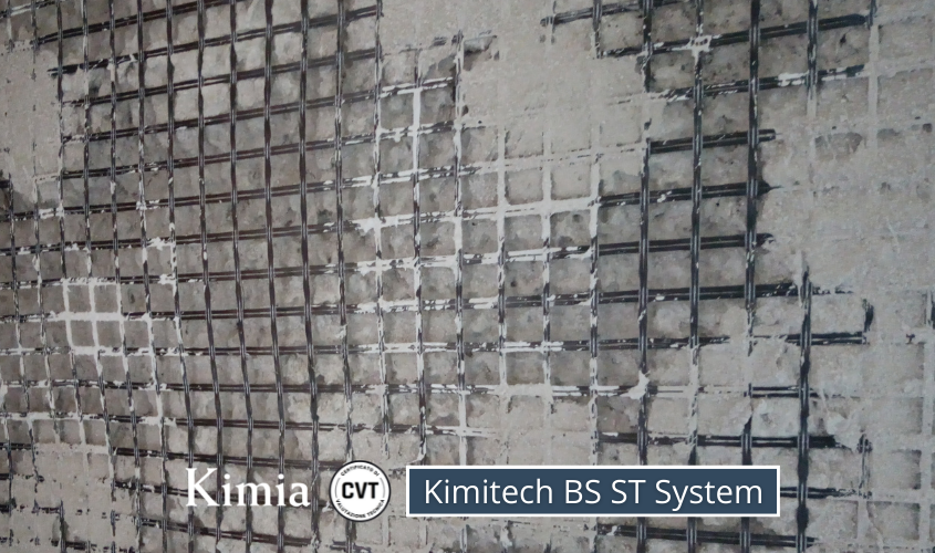 Sistema FRCM Kimitech BS ST con rete in basalto per il rinforzo strutturale